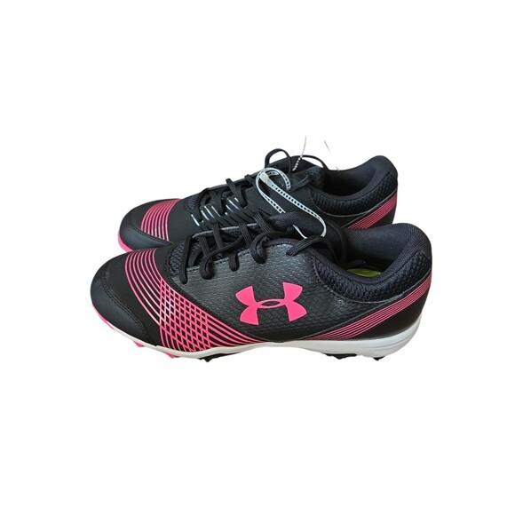 UNDER ARMOUR BASEBALL SOFTBALL CLEATS BLACK & PINK SHOES SIZE 9 WOME - Picture 1 of 8